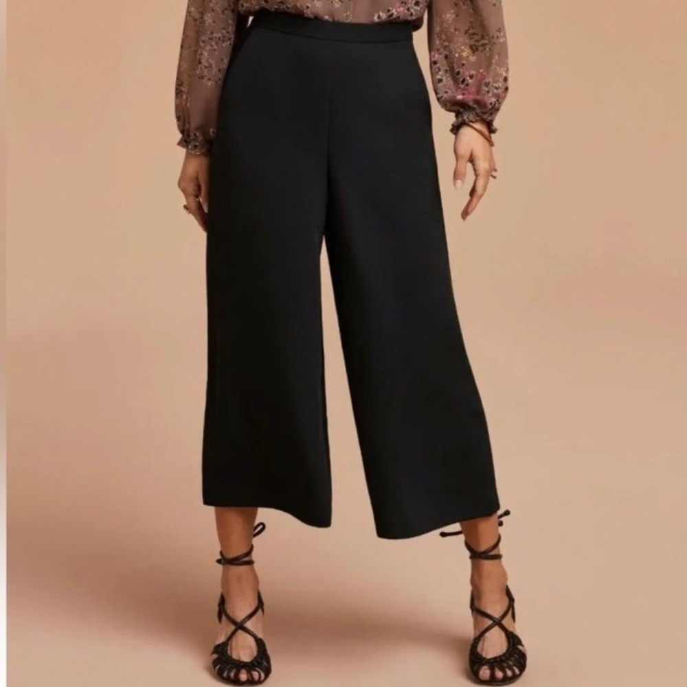Aritzia Wilfred Lalement Black Wide Leg Pants 2 Trousers Japanese Crepe Fabric